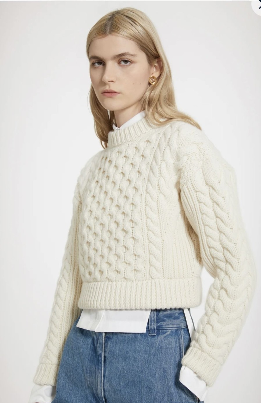 Hot Zoe Fashion Strickpullover Mit Zopfmuster In Creme