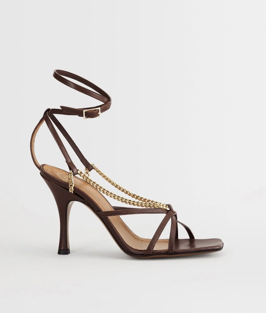 Hot Zoe Fashion Biella Chocolate Heeled Sandals