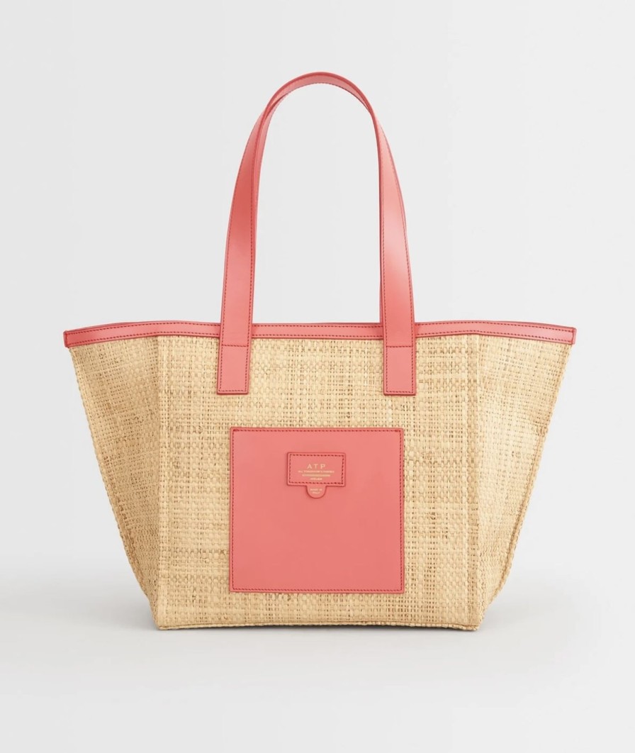 Clearance Zoe Fashion Lunano Coral Raffia Tote Bag